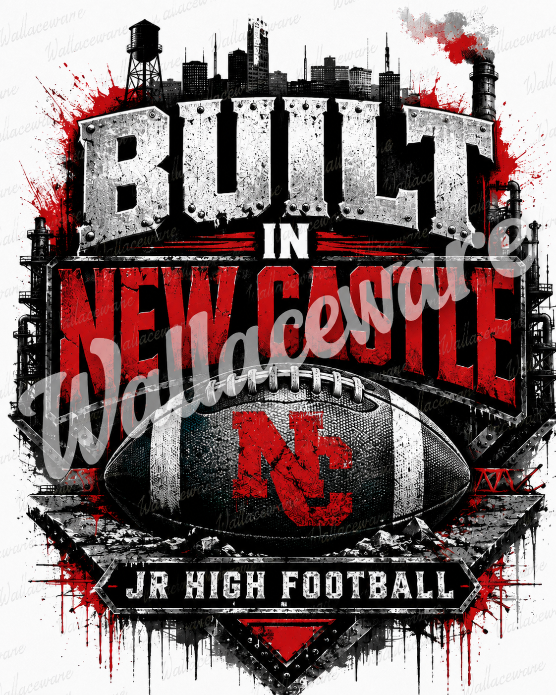Built in New Castle Jr High Football design by Wallace Wear