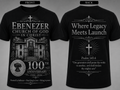 Ebenezer Church of God in Christ 100th Anniversary 1926-2026 black and silver shirt front and back