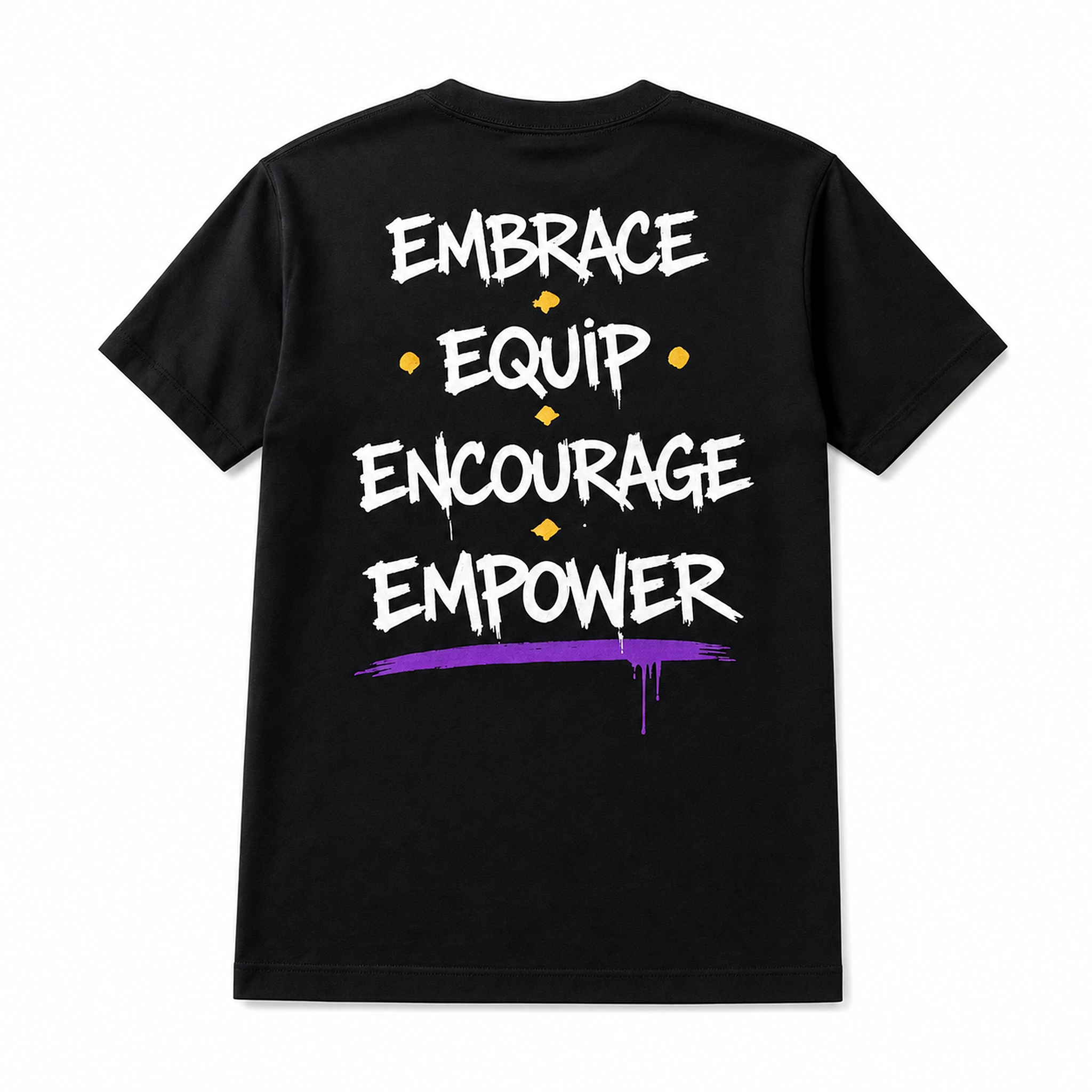 Back design: Embrace, Equip, Encourage, Empower