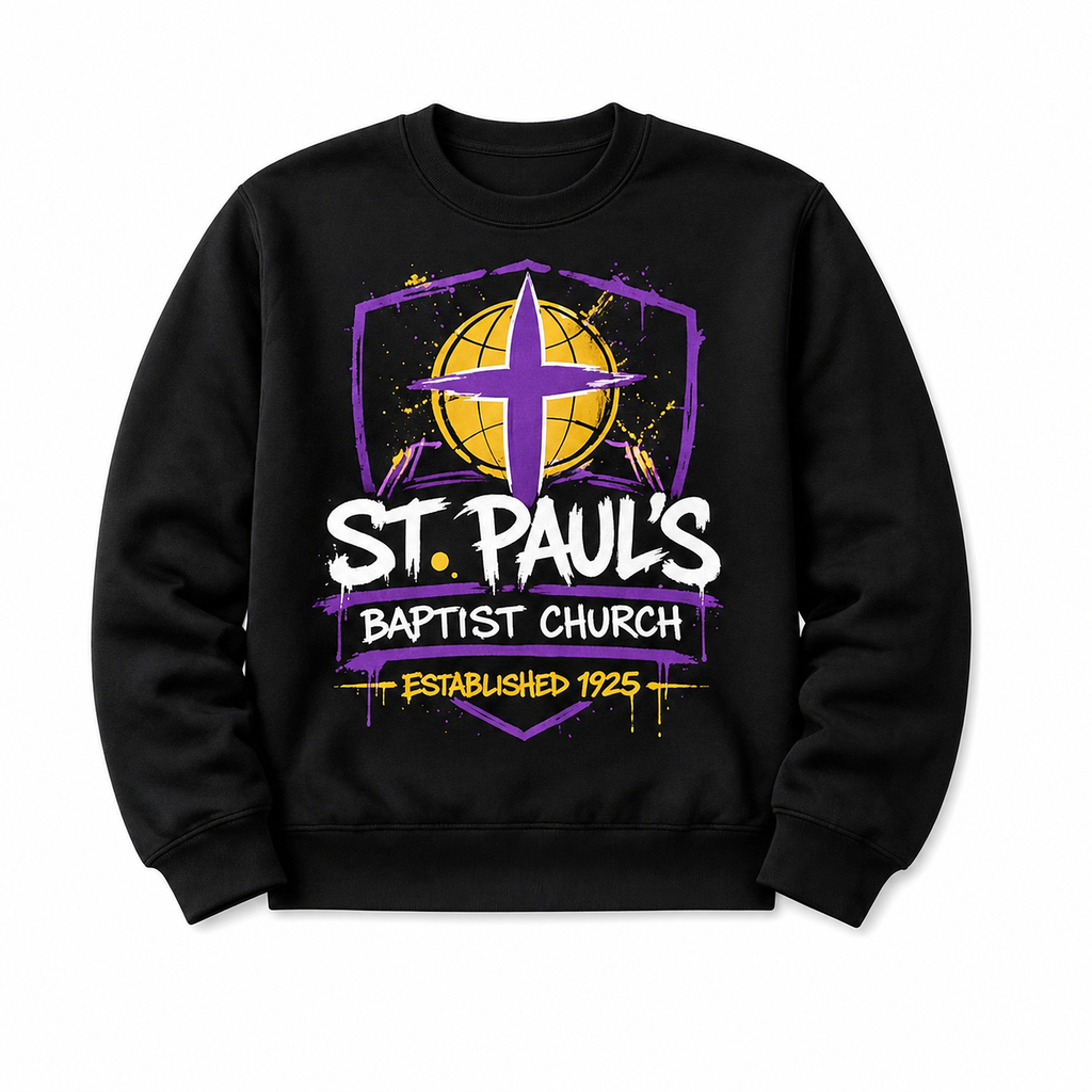 St. Paul's Baptist Church graffiti crewneck in black