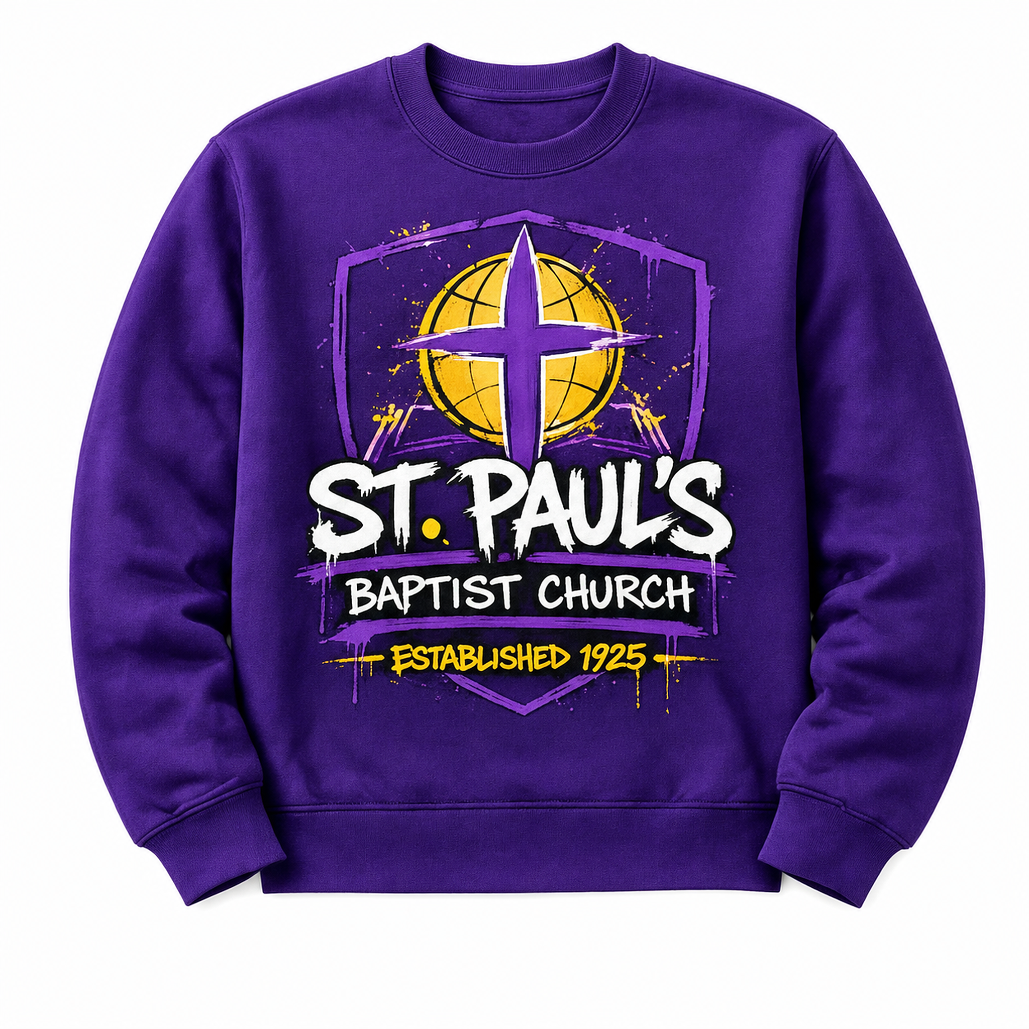 St. Paul's Baptist Church graffiti crewneck in purple