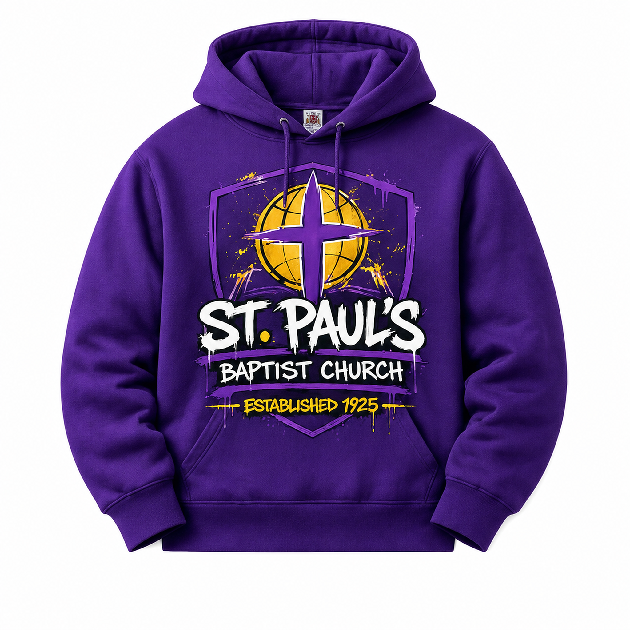 St. Paul's Baptist Church graffiti hoodie in purple