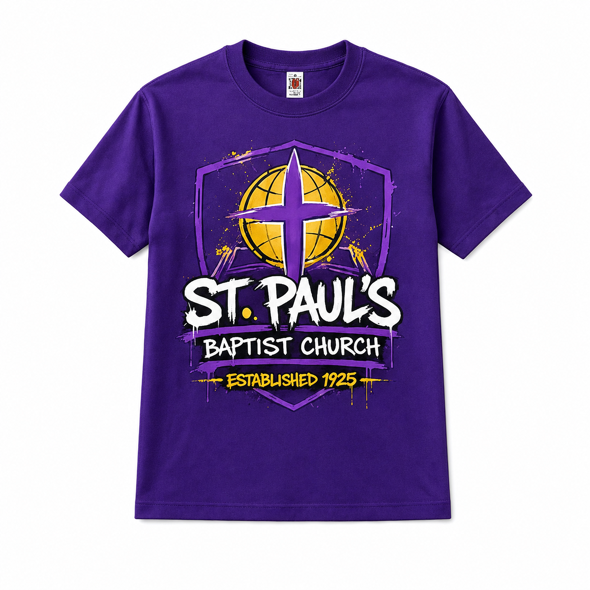 St. Paul's Baptist Church graffiti t-shirt in purple